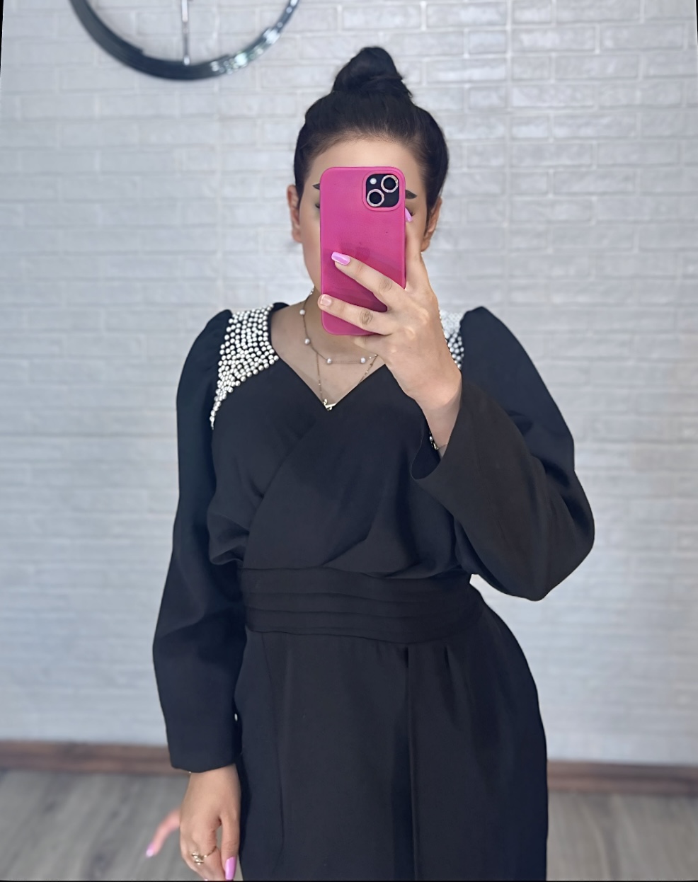 ماکسی مروارید دوزی مزونی مشکی