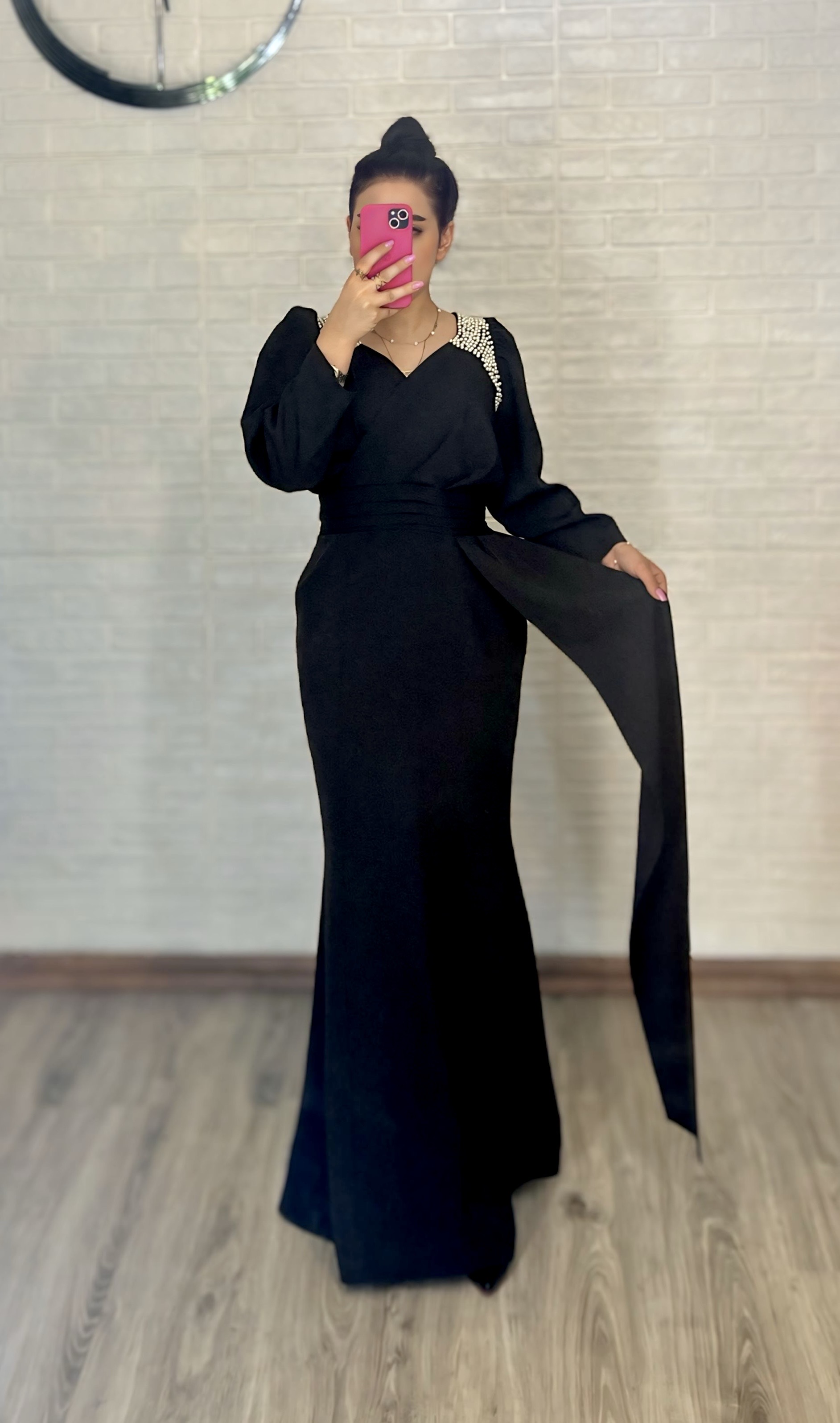 ماکسی مروارید دوزی مزونی مشکی