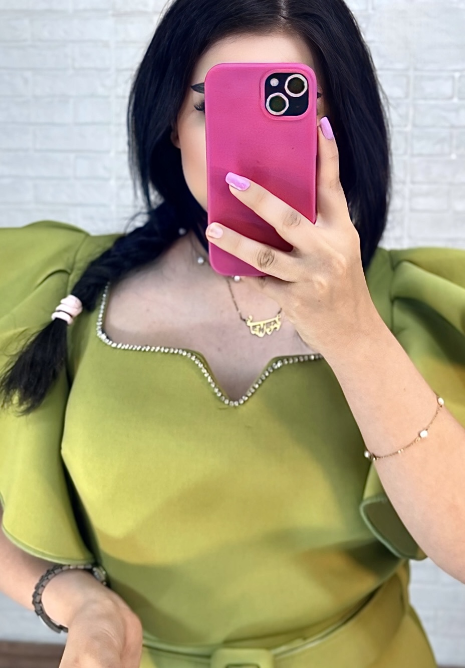 میدی جلو نگین دوزی مزونی ساندویچی سبز