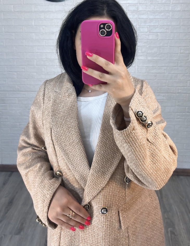کت و شلوار شنل مخمل بلند نسکافه ای